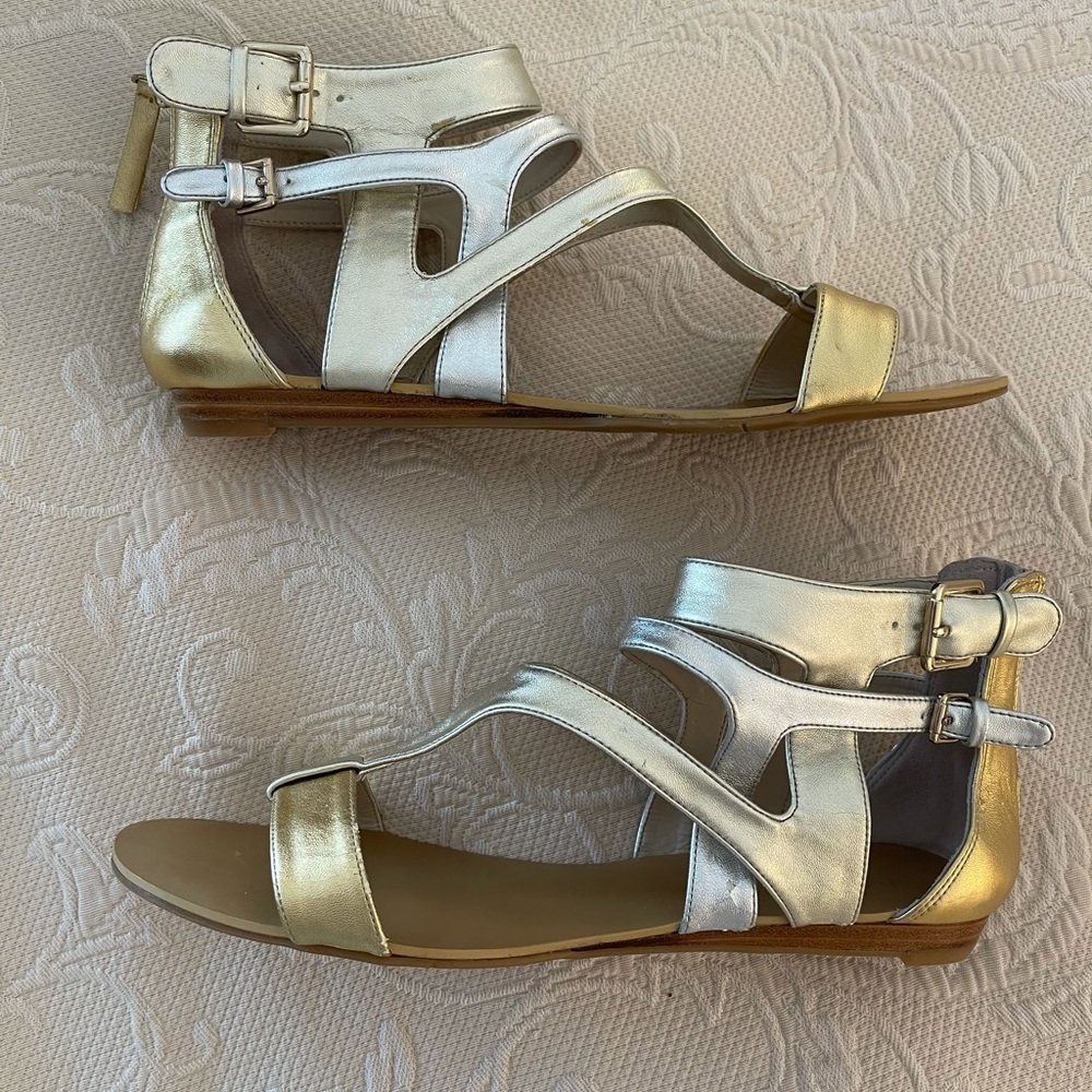 Nine West Gold and Silver Gladiator Sandals